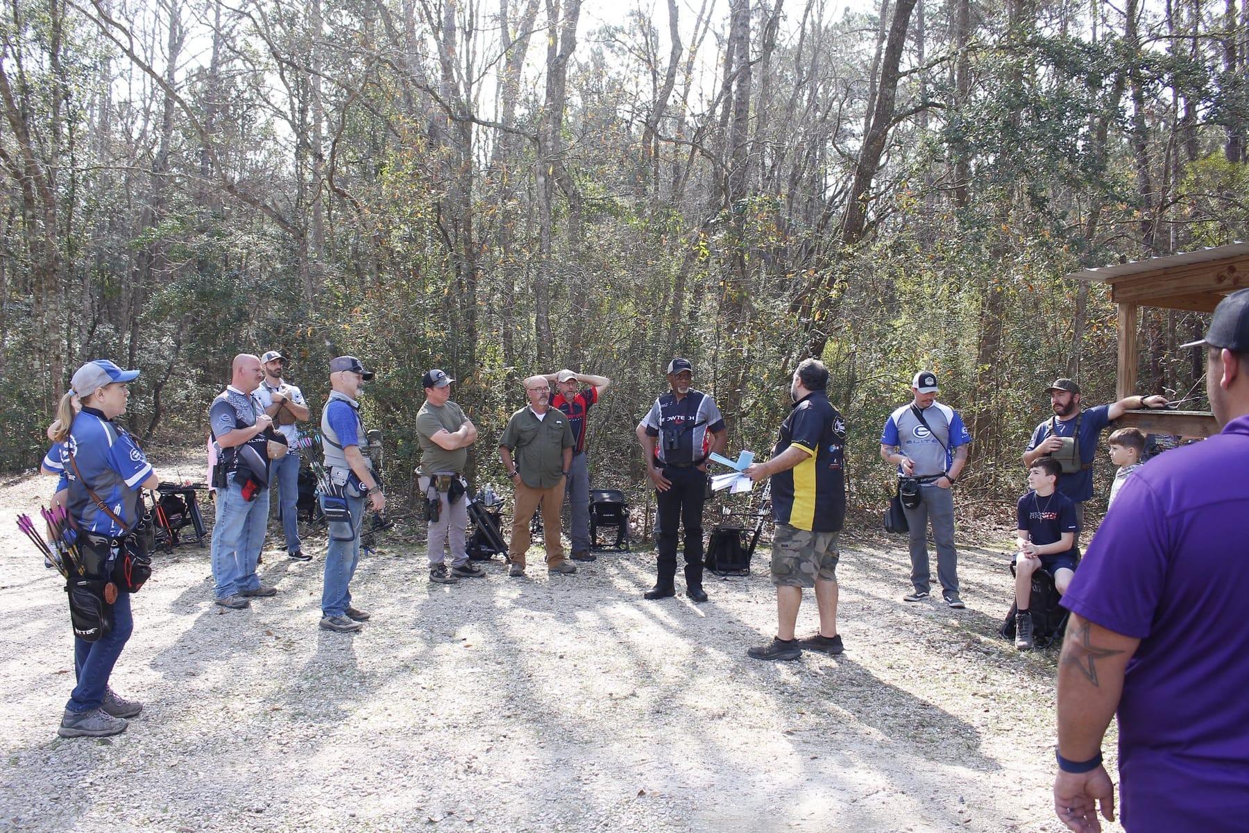 Archers gathered for a 3D archery shoot in the woods near Covington
